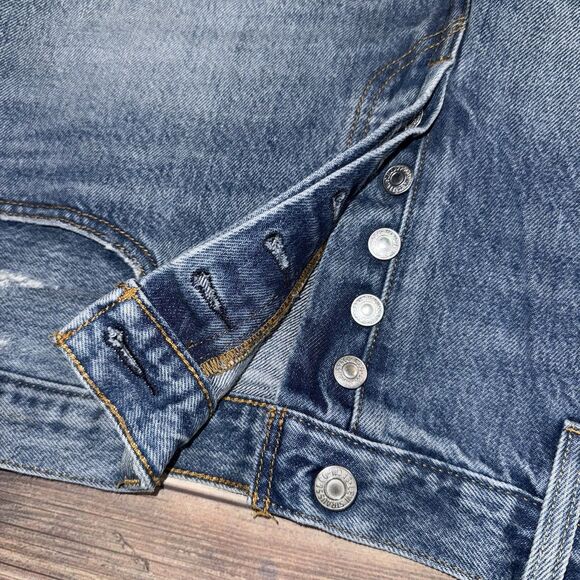 Levi’s 501 Jean Shorts Women’s 31 Button Fly High Rise Distressed Daisy Dukes - Picture 6 of 11